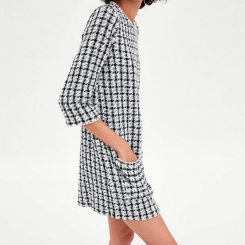 Zara Tweed Shift Mini Dress
